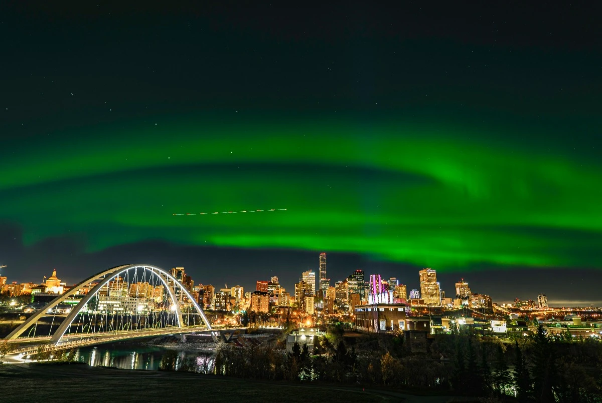 northern lights over edmonton